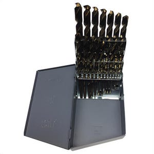 Drill America D/A29JX3/8-CO-SET 2-Flute Premium Reduced Shank Drill Set, 1/16 in Min and 1/2 in Max Drill Bit, 29 pc