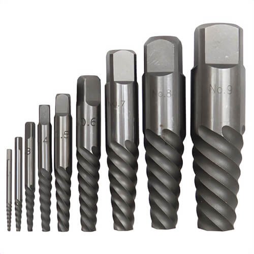 Qualtech DEWEZS1-9 Screw Extractor Set, For Use with Up to 1-3/4 in Screws, Carbon Steel