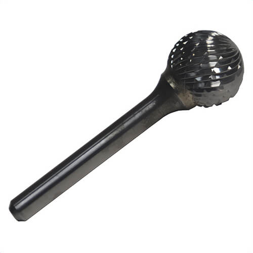 Drill America DULSD14 Round Shank Carbide Burr, Ball (Shape SD) Head, 3/16 in dia Head, 1/4 in L of Cut, Double Cut Cut