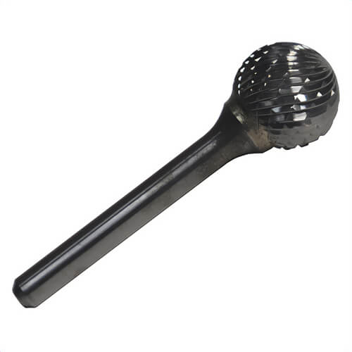 Drill America DULSD9 Round Shank Carbide Burr, Ball (Shape SD) Head, 1 in dia Head, 15/16 in L of Cut, Double Cut Cut