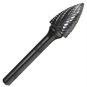 Drill America DULSG1X6 Round Shank Carbide Burr, Pointed End, Tree Pointed (Shape SG) Head, 1/4 in dia Head, 1/2 in L of Cut, Double Cut Cut