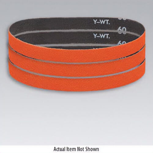 Dynabrade® Sanding Belt, 24 in Belt Length, 1 in Belt Width, 80 Grit, Medium Grade, Ceramic Abrasive, Cloth Backing