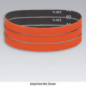 Dynabrade® Sanding Belt, 24 in Belt Length, 1 in Belt Width, 80 Grit, Medium Grade, Ceramic Abrasive, Cloth Backing