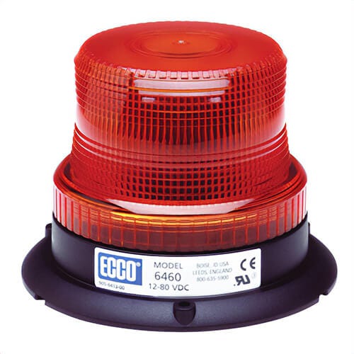 ECCO® 6465A 360° Low Profile Strobe Beacon, Amber, LED Lamp, 12 to 80 VDC, 1.9 W, 1.9 A, 3-Bolt Flange Mount