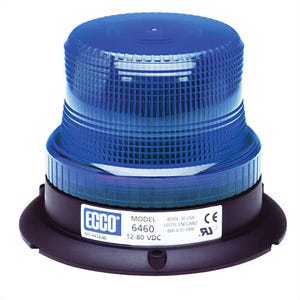ECCO® 6465B 360° Low Profile Strobe Beacon, Blue, LED Lamp, 12 to 80 VDC, 1.9 W, 1.9 A, 3-Bolt Flange Mount