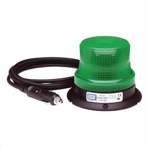 ECCO® 6465G-MG 360° Low Profile Strobe Beacon, Green, LED Lamp, 12 to 80 VDC, 1.9 W, 1.9 A, Magnetic Mount