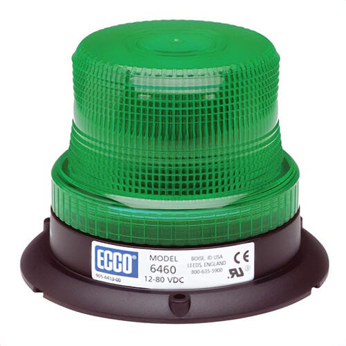 ECCO® 6465G 360° Low Profile Strobe Beacon, Green, LED Lamp, 12 to 80 VDC, 1.9 W, 1.9 A, 3-Bolt Flange Mount