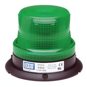 ECCO® 6465G 360° Low Profile Strobe Beacon, Green, LED Lamp, 12 to 80 VDC, 1.9 W, 1.9 A, 3-Bolt Flange Mount