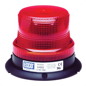 ECCO® 6465R 360° Low Profile Strobe Beacon, Red, LED Lamp, 12 to 80 VDC, 1.9 W, 1.9 A, 3-Bolt Flange Mount