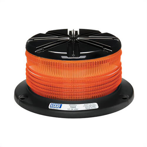 ECCO® Profile™ 7460A 360° High Intensity Strobe Beacon, Amber, LED Lamp, 12 to 36 VDC, 46.3 W, 3.6 A, 3-Bolt/Flange/Surface Mount