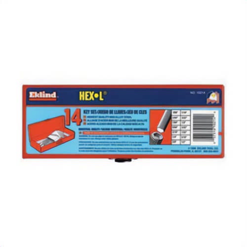 Eklind® 10214 Hex-L® Long Key Set with Metal Box, 14 pc, 0.05 to 0.5 in Hex, L-Handle Handle, ANSI B18.3, Alloy Steel, Black Oxide