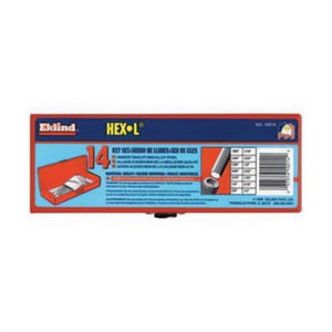 Eklind® 10214 Hex-L® Long Key Set with Metal Box, 14 pc, 0.05 to 0.5 in Hex, L-Handle Handle, ANSI B18.3, Alloy Steel, Black Oxide