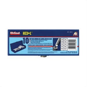 Eklind® 10614 Hex-L® Long Key Set with Holder, 14 pc, 0.9 to 17 mm Hex, L-Handle Handle, ANSI B18.3, Alloy Steel, Black Oxide