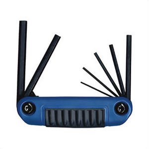 Eklind® 25172 Ergo-Fold™ Key Set, 7 pc, 2 to 8 mm Hex, Torx® Drive, Ergonomic Grip/Fold-Up Handle, ANSI B18.3, Black Oxide