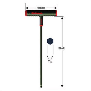 Eklind® 61805 Power-T™ Ball End Hex Key, Hex Drive, Cushion Grip/T-Handle Handle, ANSI B18.3, Alloy Steel, Black Oxide