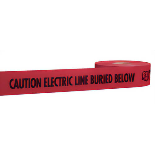 Empire® 22-126 Sheildtec® Non-Detectable Underground Tape, CAUTION ELECTRIC LINE BURIED BELOW Legend, Red, 3 in x 1,000 ft