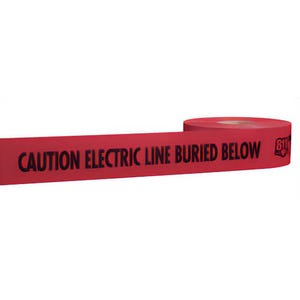 Empire® 22-126 Sheildtec® Non-Detectable Underground Tape, CAUTION ELECTRIC LINE BURIED BELOW Legend, Red, 3 in x 1,000 ft