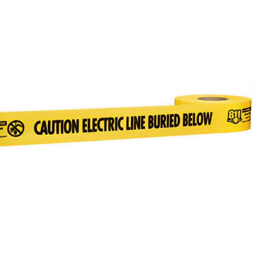 Empire® 22-202 Sheildtec® Non-Detectable Underground Tape, CAUTION ELECTRIC LINE BURIED BELOW Legend, Yellow, 3 in x 1,000 ft