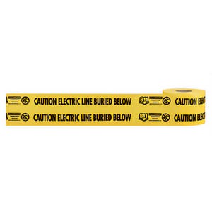 Empire® 22-205 Sheildtec® Non-Detectable Underground Tape, CAUTION ELECTRIC LINE BURIED BELOW Legend, Yellow, 6 in x 1,000 ft