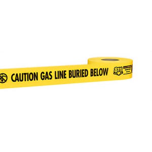 Empire® 22-211 Sheildtec® Non-Detectable Underground Tape, CAUTION GAS LINE BURIED BELOW Legend, Yellow, 3 in x 1,000 ft