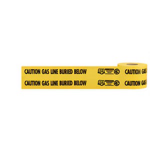 Empire® 22-214 Sheildtec® Non-Detectable Underground Tape, CAUTION GAS LINE BURIED BELOW Legend, Yellow, 6 in x 1,000 ft