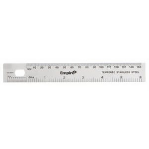 Empire® 27303 Stiff Ruler with 32nds, Millimeter, Stainless Steel, Imperial, 6 in