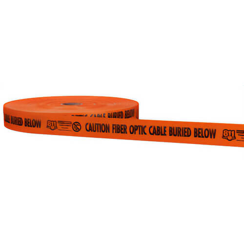 Empire® 28-031 Duratec® Non-Detectable Underground Tape, CAUTION FIBER OPTIC CABLE BURIED BELOW Legend, Orange, 3 in x 1,000 ft