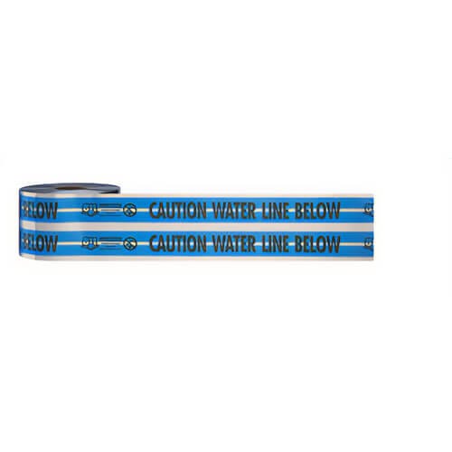 Empire® 31-024 Magnatec® Detectable Underground Tape, CAUTION WATER LINE BELOW Legend, Blue, 6 in x 1,000 ft
