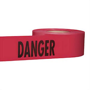 Empire® 77-1004 Premium Barricade Tape, Red, 1000 ft L x 3 in W, DANGER/DANGER Legend, Plastic