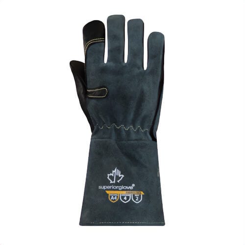 Superior Glove® 398KGLBGL-M Endura® Women's DLX Welder Black Cowgrain Gloves, M, Split Back, Kevlar® Lined, Foam Back, 12 pair