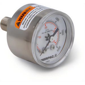 Enerpac® 1534R Dry Style Rear Mount Hydraulic Pressure Gauge, 0 to 6,000 psi, 1-1/2 in dia Gauge, 1/8 in NPTF Connection