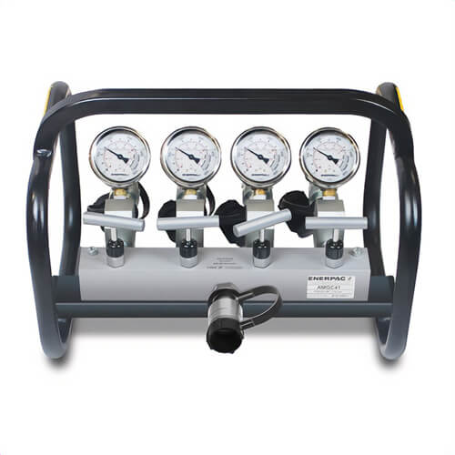 Enerpac® AMGC41 Split Flow Hydraulic Manifold with Gauges and Frame, for Single-Acting Cylinders