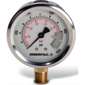 Enerpac® G2536L Hydraulic Pressure Gauge, 2.50 in Face, Lower Mount, Glycerine Filled, 15,000 Maximum psi