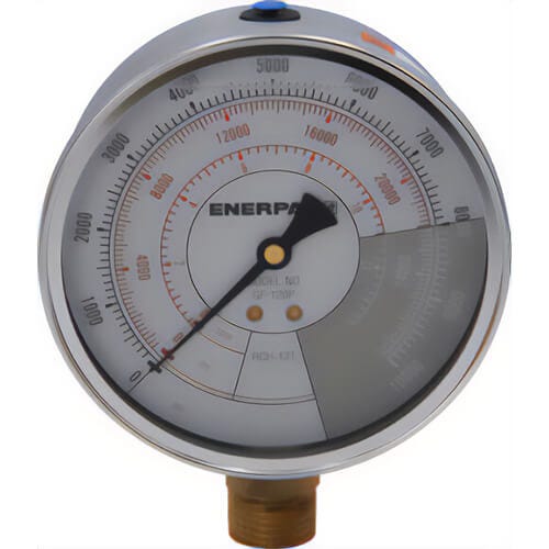 Enerpac® GF120P Glycerin Filled Lower Mount Hydraulic Force and Pressure Gauge, 0 to 10,000 psi, 4.3 in dia Gauge