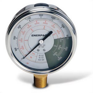 Enerpac® GF200P Glycerin Filled Lower Mount Hydraulic Force and Pressure Gauge, 0 to 10,000 psi, 4.3 in dia Gauge