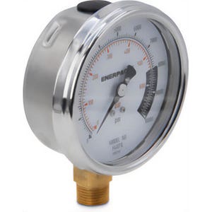Enerpac® H4071L Dry Style High Cycle Lower Mount Hydraulic Pressure Gauge, 0 to 10,000 psi, 4 in dia Gauge, 1/2 in NPTF Connection