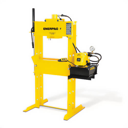 Enerpac® IPH5030 Hydraulic Press, 50 ton Capacity, 42-3/4 in L x 36 in W Base, 6 in Stroke Length, H Frame, 76 in H