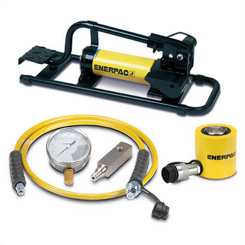 Enerpac® SCL201FP Low Height Hydraulic Cylinder and Foot Pump Set, 20 ton, 1-3/4 in, 10,000 psi