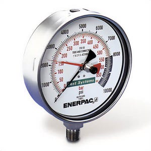 Enerpac® T6008L Dry Test System Gauge G Series, 20,000 psi, 1/4 in Cone Connection, +/-0.5 % Accuracy, Stainless Steel