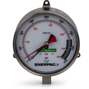Enerpac® T6010L G Series Dry Test System Gauge, 40,000 psi, 1/4 in Cone Connection, +/-0.5 % Accuracy, Stainless Steel