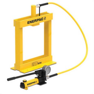 Enerpac® VLP106P142U Hydraulic Bench Press, 10 ton, 21.26 in Base, 9.45 in Base, 6.13 in, H Frame, 29.61 in H, Hydraulic Hand Pump
