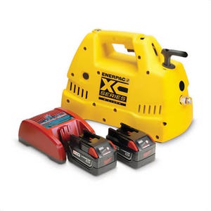 Enerpac® XC1202ME Cordless Hydraulic Pump, 3/2 Valve, 120 in³ Usable Oil, Batteries and Charger Included, 230V