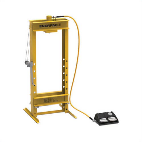 Enerpac® XLP256XA11GU Hydraulic Workshop Press, 25 ton, 27.95 in Base, 30.31 in Base, 6.25 in, H Frame, 67.13 in H, Air Pump