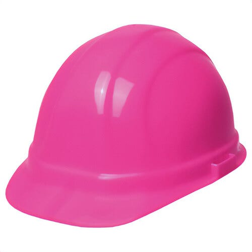 ERB® 19129 Omega II® Front Brim Hard Hat, Hi-Viz Pink, 6-1/2 Fits Mini Hat, 8 Fits Max Hat, 6-Point Suspension, ANSI Class C