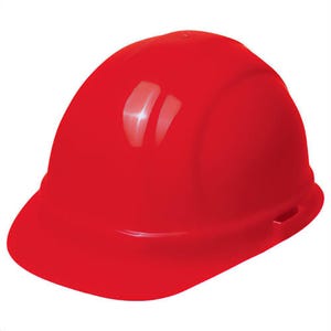 ERB® 19134 Omega II® Front Brim Hard Hat, Red, 6-1/2 Fits Mini Hat, 8 Fits Max Hat, 6-Point Suspension, ANSI Class C