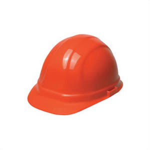 ERB® 19953 Omega II® Front Brim Hard Hat, Orange, 6-1/2 Fits Mini Hat, 8 Fits Max Hat, 6-Point Suspension, ANSI Class C
