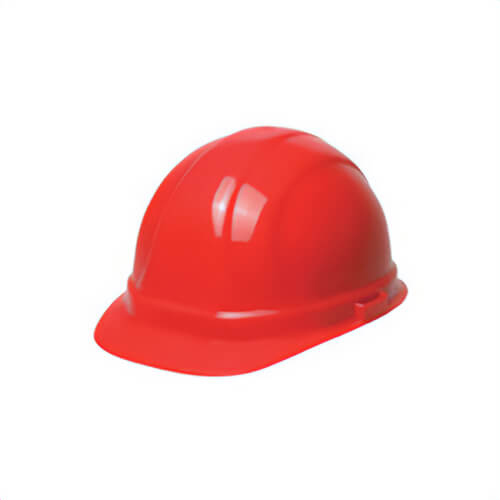 ERB® 19954 Omega II® Front Brim Hard Hat, Red, 6-1/2 Fits Mini Hat, 8 Fits Max Hat, 6-Point Suspension, ANSI Class C
