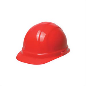 ERB® 19954 Omega II® Front Brim Hard Hat, Red, 6-1/2 Fits Mini Hat, 8 Fits Max Hat, 6-Point Suspension, ANSI Class C