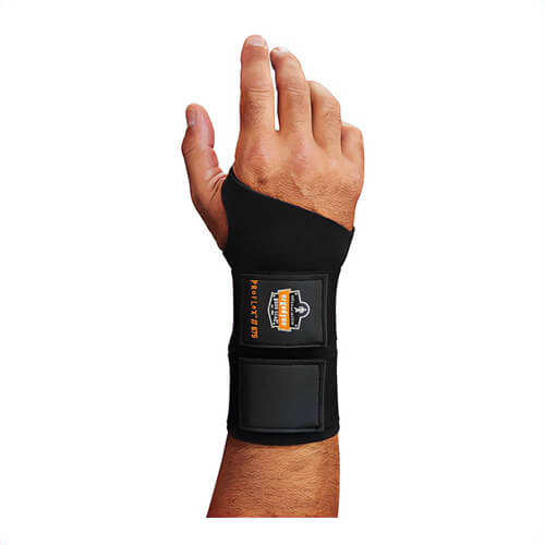Ergodyne® 16623 ProFlex® 675 Wrist Support, Medium, Ambidextrous Hand, Reversible Hook and Loop Wrist Strap Closure, Black