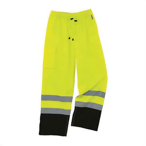 Ergodyne® 25429 GloWear® 8915BK Supplemental Rain Pant, 50 to 54 in Waist, Hi-Viz Lime, 300D Oxford Polyester